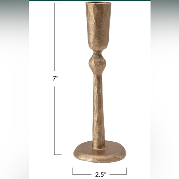 Creative Co-Op Hand-Forged Metal Taper, Antique Brass Finish Candle Holder - Picture 4 of 12